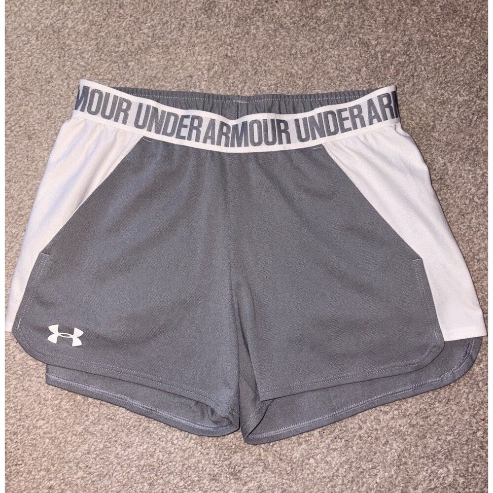 Under Armour Women’s Small Gray White HeatGear Athletic Running Shorts